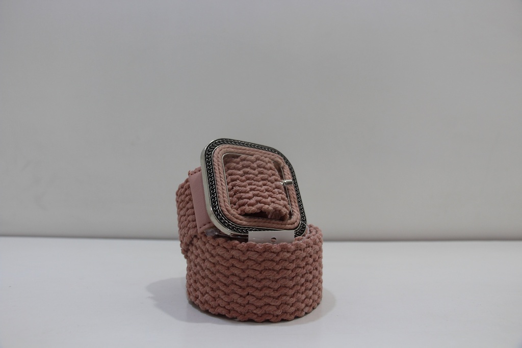 Cinto Entrançado "Rose Quartz" com Fivela Decorativa