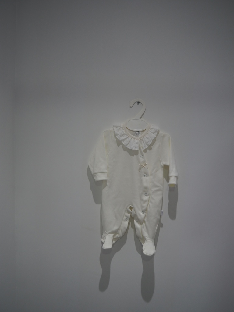 Babygrow de Bebé Branco com Gola de Folho