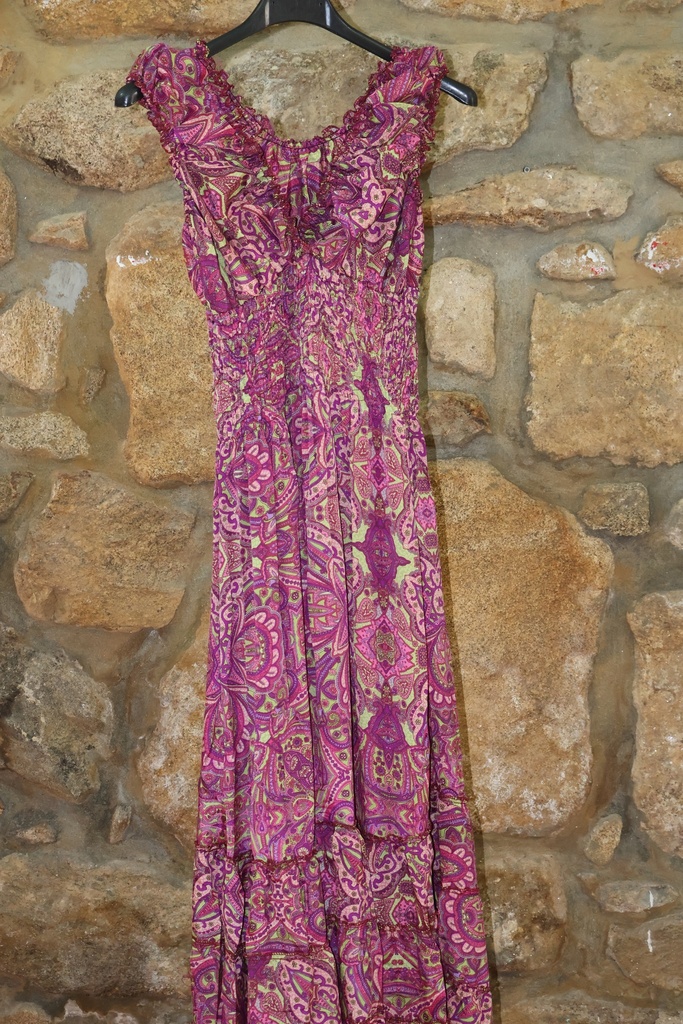Vestido Longo Mandala em Tons Fúcsia