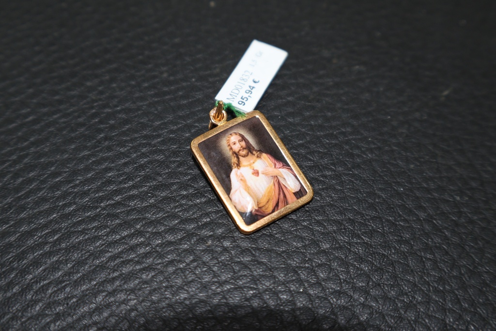 Medalha Retangular com Imagem do Sagrado Coração de Jesus