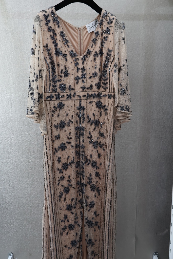 Vestido Longo Nude Vintage Glam