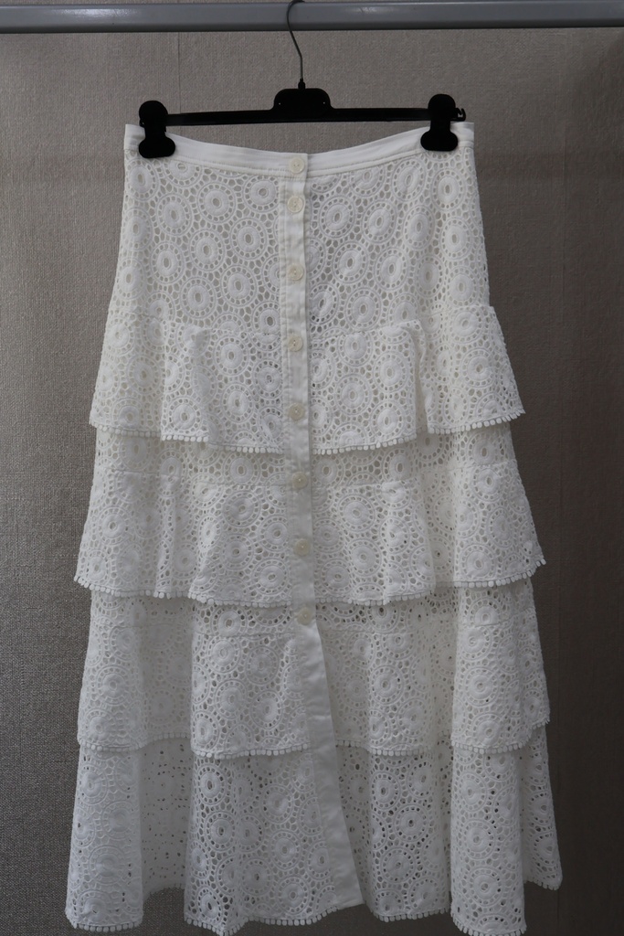 Saia Midi Ivory Eyelet Tiered