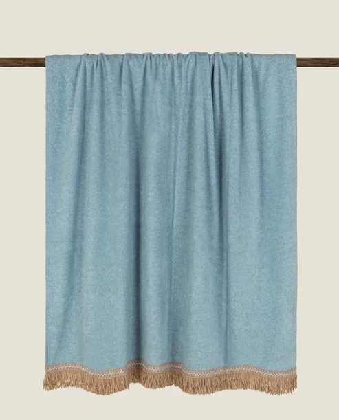 Manta - Rousseau Pavone - Plaid con Frange in Soft Bamboo GRS