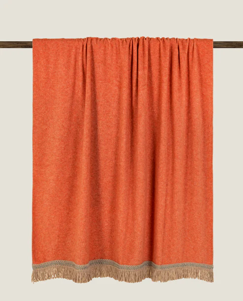 Manta - Rousseau Apricot - Plaid con Frange in Soft Bamboo GRS
