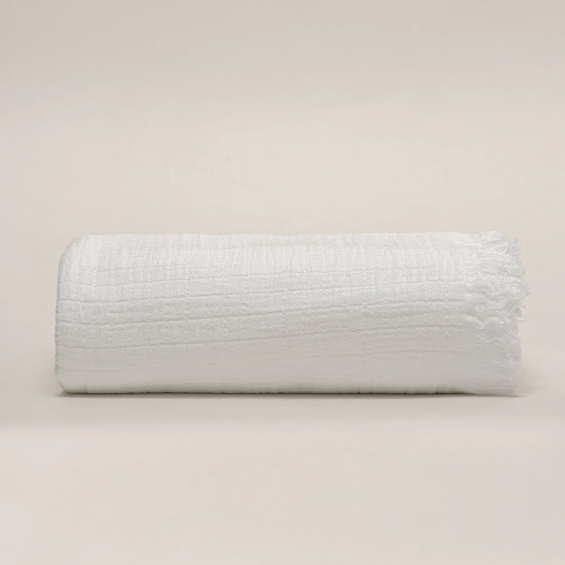 Manta de Gaze de Algodão Branco 140x200 cm Stonewashed - Nuria