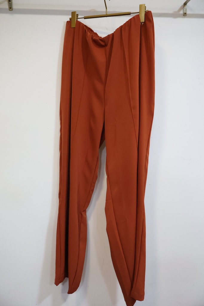 Calças Fluidas Terracota com Nervura