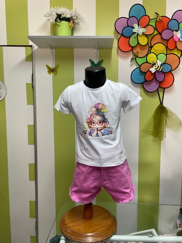 Conjunto Casual Bebé e Criança - T-shirt Estampada e Calções