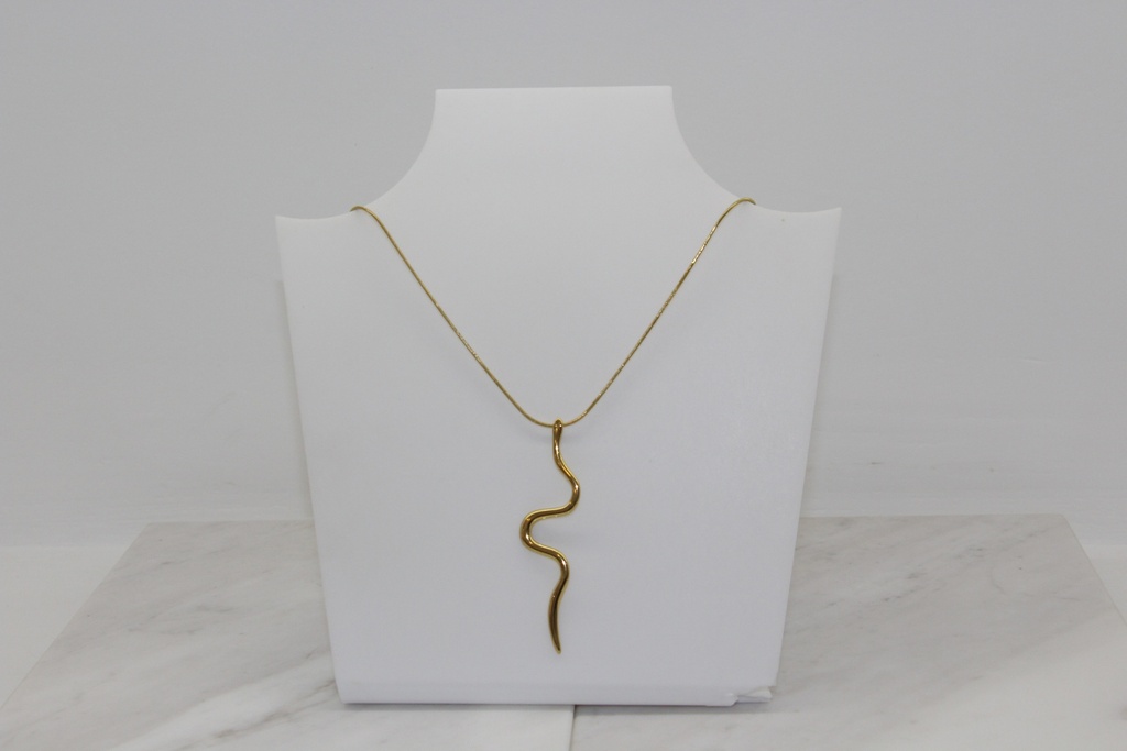 Colar Dourado com Pendente Ondulado
