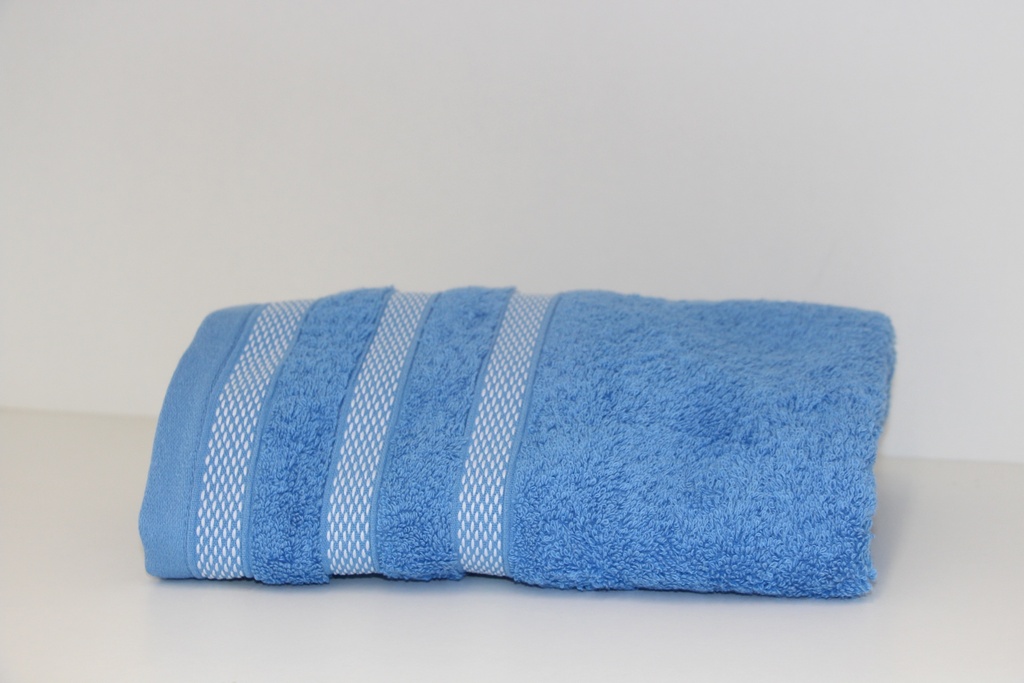Toalha de Banho Azul com Riscas Brancas Texturadas