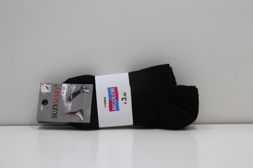 Pack 3 Pares de Meias Curtas Suzy Mary – Edição Essential Black