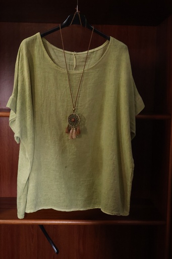 Blusa Oversize em Algodão Natural – Verde Lima