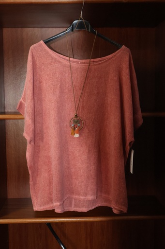 Blusa Oversize em Algodão Natural – Terracota