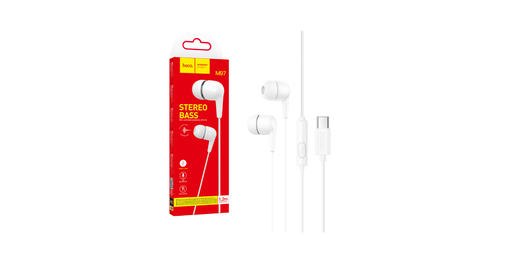 Auscultadores com Cabo Hoco M97 Enjoy com Microfone Tipo-C 1,2m Branco