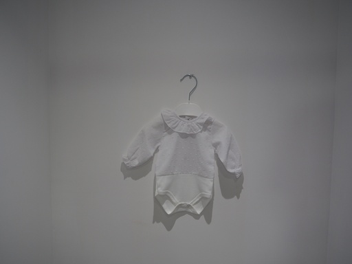 Body Camisa de Bebé Branco com Gola de Folho