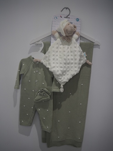 Conjunto de Saída de Maternidade em Malha Verde-Sálvia