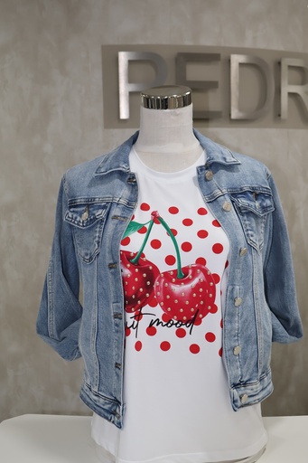 T-shirt Cherry Pearls & Casaco de Ganga Slim