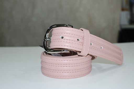 Cinto Quilted Candy: Rosa Pastel & Pespontos Horizontais