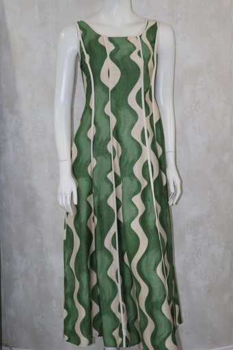 Vestido Maxi Swirl: Padrão Ondulado & Vivos Contrastantes
