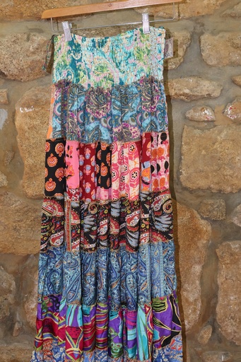 Saia Longa Boho Multicor com Lastex