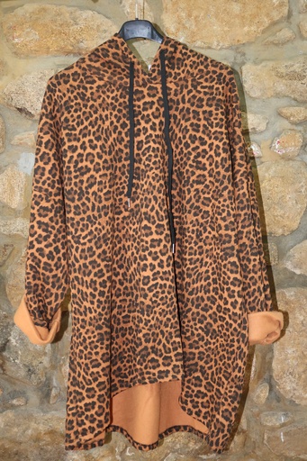 Sweatshirt Longa com Capuz Animal Print