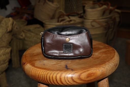 Bolsa Porta-Moedas em Pele Bicolor