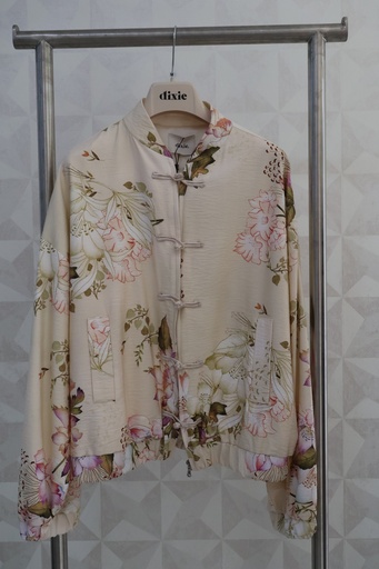 Casaco Bomber de Inspiração Oriental com Estampado Floral