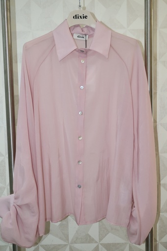 Camisa Fluida Rosa Pastel com Mangas Volumosas