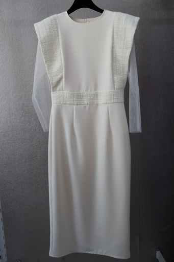 Vestido Midi Ivory Tweed Glam