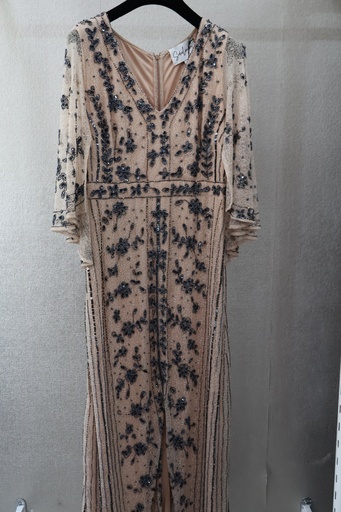 Vestido Longo Nude Vintage Glam