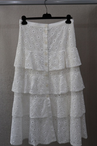 Saia Midi Ivory Eyelet Tiered