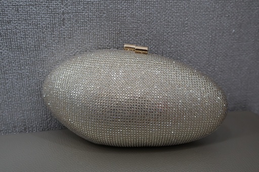 Mala Clutch Rígida Oval em Strass Dourado