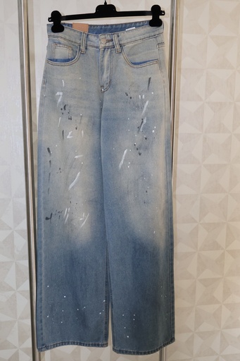 Calças de Ganga Wide Leg com Efeito de Tinta