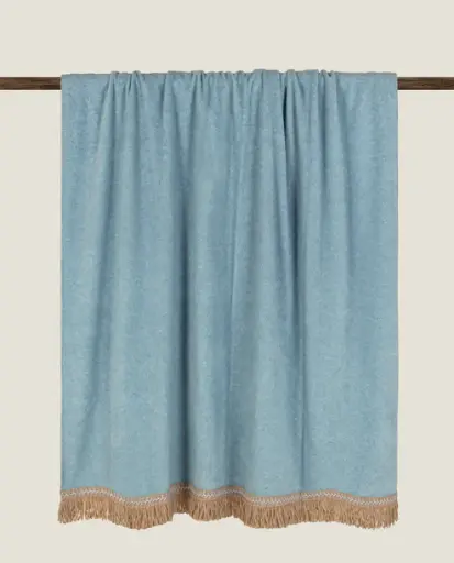 Manta - Rousseau Pavone - Plaid con Frange in Soft Bamboo GRS