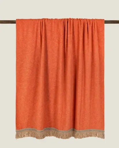 Manta - Rousseau Apricot - Plaid con Frange in Soft Bamboo GRS