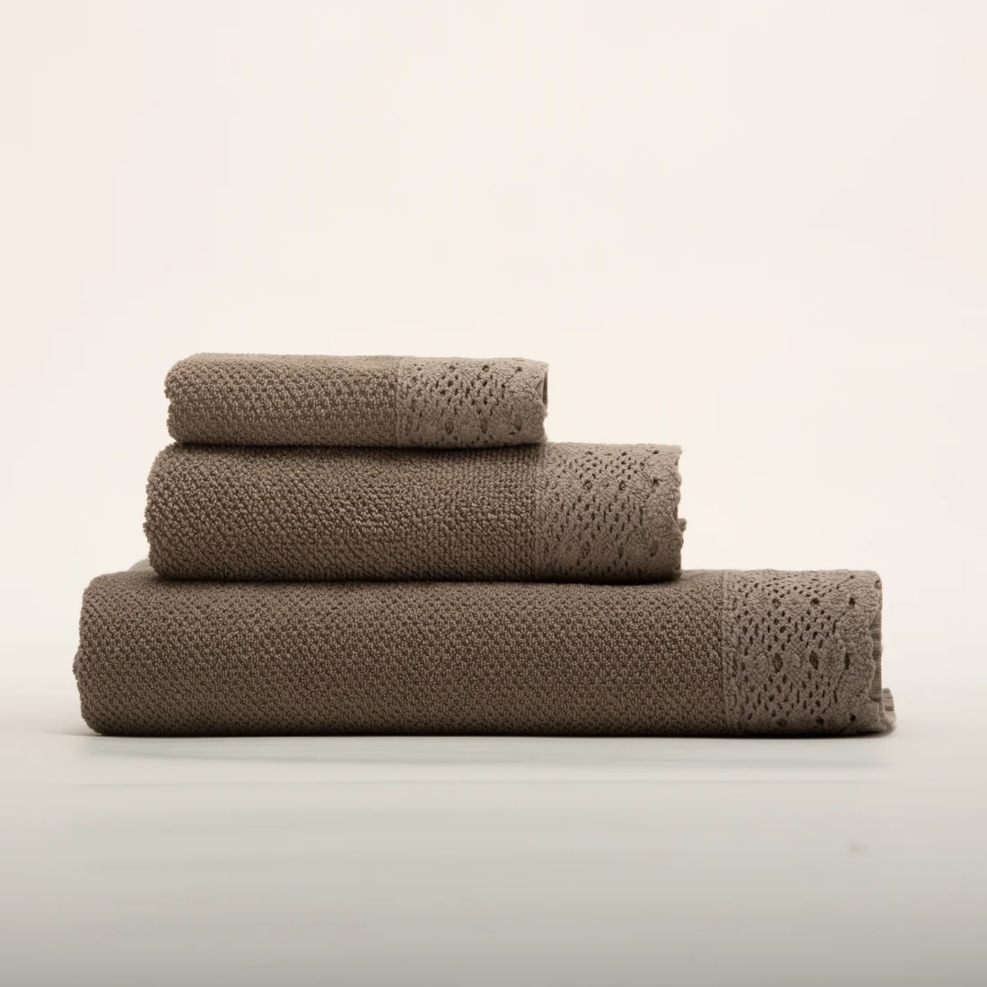 Jogo de Toalhas Camel Stonewashed 100% Algodão 500g com Renda – Alicia
