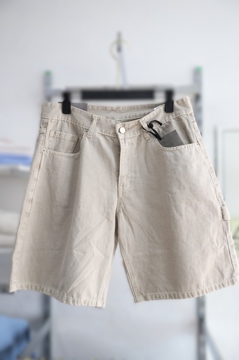 Calções em Ganga Creme Estilo Carpinteiro