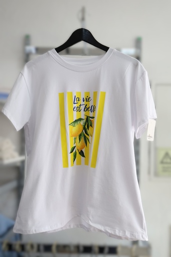 T-Shirt Branca "La vie est belle"