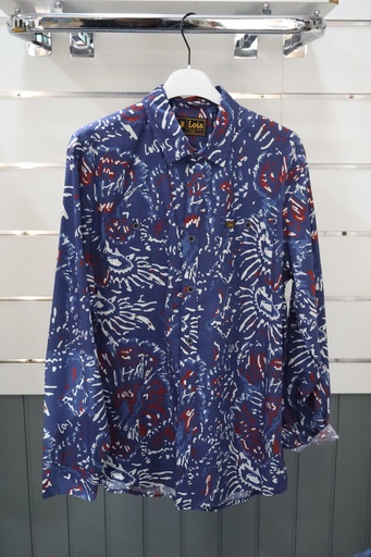 Camisa de Manga Comprida Estampada Azul