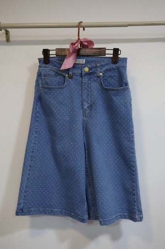 Calças Culotte de Ganga com Pintas Brancas