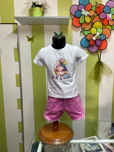 Conjunto Casual Bebé e Criança - T-shirt Estampada e Calções