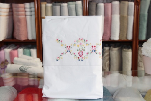 Lençol Branco com Bordado