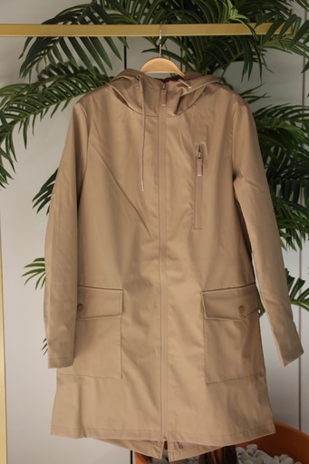 Parka Impermeável Terracota com Capuz
