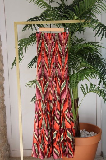 Vestido Comprido Cai-Cai com Padrão Geométrico