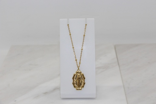 Colar Dourado com Medalha Oval