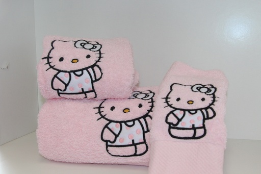 Jogo de Toalhas de Banho Infantil Hello Kitty (3 Peças)