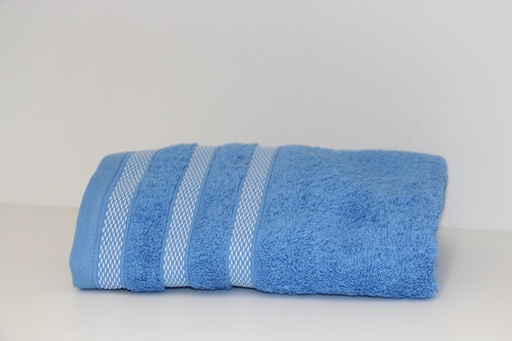 Toalha de Banho Azul com Riscas Brancas Texturadas