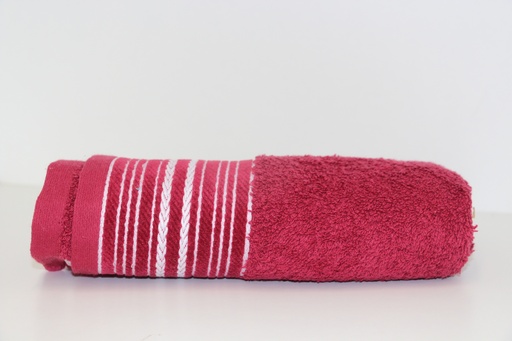 Toalha de Banho Rosa com Riscas Brancas