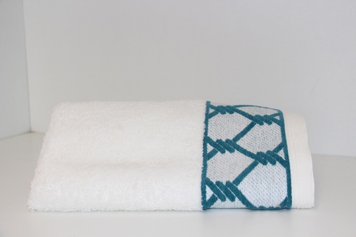 Toalha de Banho Branca com Barra Decorativa