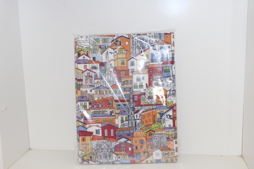 Toalha de Mesa com Padrão de Casas Coloridas