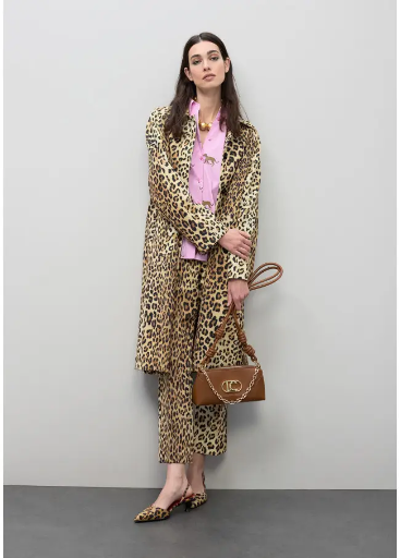 Trench Coat com Estampa Animal